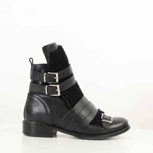 IRO Moto Shearling & Buckle Ankle Boots